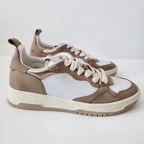 Steve Madden Tan & Cream Beige Everlie Low Top Leather Sneakers Size 7 - Picture 5 of 6